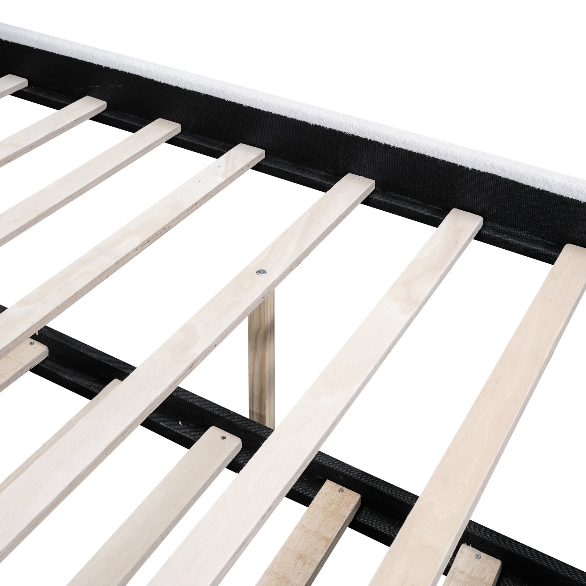 Full Size Upholstered Platform Bed With Wood Supporting Feet And Twin Size Trundle - White - Image 7