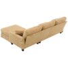 Modern L-Shaped Corduroy Sofa With Reversible Chaise, 4 Seat Upholstered Sectional Indoor Furniture, Convertible Sleeper Couch With Pillows - Light Brown - Image 7