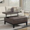 Dover - Lift Top Coffee Table Storage Ottoman - Distressed Brown - Image 4