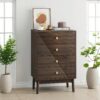 Modern 4 Drawer Dresser Chest For Living Room, Bedroom, Corridor Wooden Storage Cabinet - Walnut - Image 4