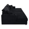 Oversized Loveseat Chaise Lounge Sectional Sofa Bed Corduroy Sleeper Sofa With 2 USB Ports, 2 Cup Holders And 2 Throw Pillows For Living Room And Bedroom - Black - Image 15