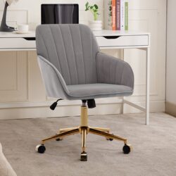 Adjustable Office Chair, Ergonomic Swivel Chair Velvet, Comfortable For Long Sitting - Gray