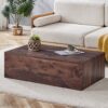Luxurious Wood Grain Coffee Table With Fashion Texture Design - Walnut - Image 2