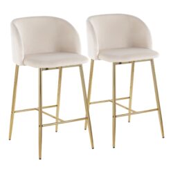Fran - Contemporary Counter Stool (Set of 2) - Gold / Cream