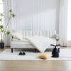 Elena - Twin Boucle Upholstered Daybed, Ribbed Tufted Backrest - Ivory - Image 8