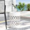Outdoor Metal End Table Large - White - Image 2