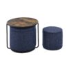 Multi Functional Ottoman And Table Set With Drum Stool Storage Space - Dark Blue - Image 12