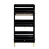 Modern Rattan 3 Door Shoe Rack Cabinet For Entryway Freestanding Black Storage Unit In Particle Board - Black - Image 11