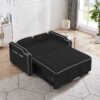 Sofa Bed, 3 In 1 Convertible Sofa Chair Bed, Adjustable Backrest Chair, Chaise Lounge With USB Ports, Cup Holder, Side Pocket - Black - Image 3
