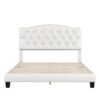Queen Upholstered Platform Bed With Saddle Curved Headboard And Diamond Tufted Details - Beige - Image 7