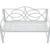 Outdoor Garden Patio Bench With Backrest And Armrest, Slatted Seat For Park, Yard & Porch, Balcony, Accommodates 2 - 3 People - White - Image 3