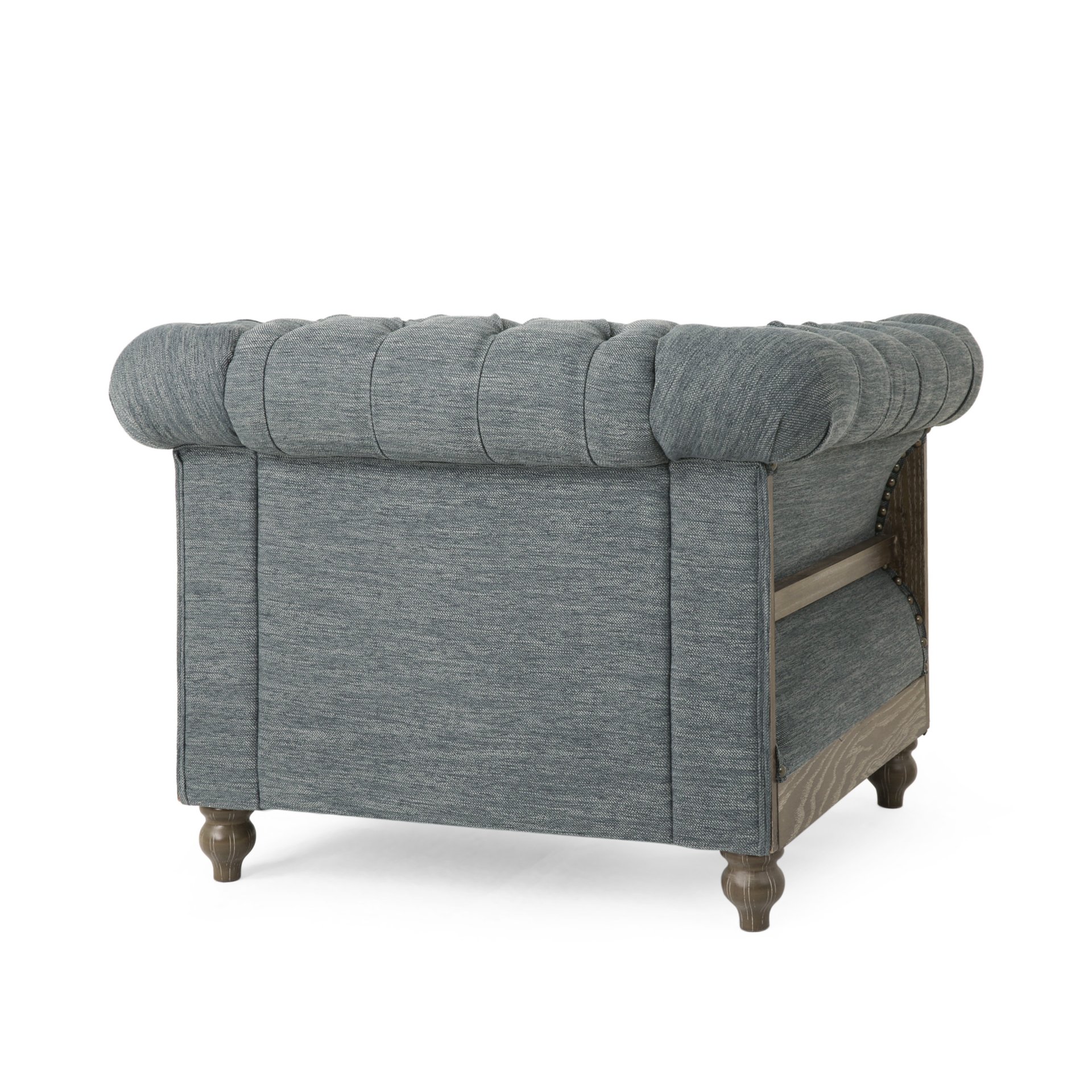 Fabric Upholstered Club Chair With Scrolled Tuxedo Arms - Charcoal - Image 5