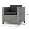 Outdoor Club Chair With Water Resistant Cushion And Square Arms (Set of 4) - Black - Image 3