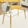 Minimalist Rectangular Dining Table With Tempered Glass Top And en Metal Legs - Golden / Transparent - Image 8