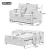 Pull Out Sofa Bed Modern Chenille Convertible Loveseat Sofa With Adjsutable Backrest, 2 Pillows, Cup Holders, USB Ports For Living Room, Apartment - White / Gray - Image 2
