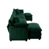 Modern Upholstered Corduroy Sofa With 3 Footstools, 4 Seater - Green - Image 15
