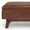 Owen - Small Rectangular Storage Ottoman - Distressed Saddle Brown - Image 4