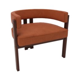Modern Accent Chair Teddy Upholstered Armchair Open Back 3 Legs Barrel Dining Chair - Orange