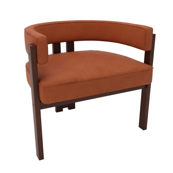 Modern Accent Chair Teddy Upholstered Armchair Open Back 3 Legs Barrel Dining Chair - Orange