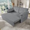 Modern Convertible Sleeper Sofa Bed With Pull Out Queen Design, Side Storage & Thick Cushions Chenille Loveseat For Living Room Or Bedroom 3 In 1 Function - Gray - Image 5