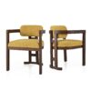 7 Piece Elegant Dining Set With Upholstered Wood Dining Chairs - Yellow / Walnut / Rich Mahogany - Image 15