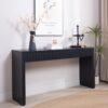 Modern Console Table With 4 Drawers, Entryway Table With Storage - Black - Image 2