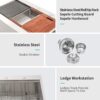 33" Drop In Farmhouse Sink Workstation Stainless Steel 16 Gauge Topmount Apron Front Kitchen Sink - Brushed Nickel - Image 5