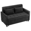 Contemporary Loveseat Sofa Bed Sleeper With Reversible Backrest Side Pockets USB Ports Phone Holder Chenille - Black - Image 16