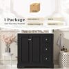 36'' Transitional Bathroom Vanity With Sink, Soft Close Doors, Adjustable U Shaped Shelf, 3 Drawers Including Divided Drawer - Black - Image 10