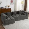 Sectional Sofa Full Compressed Sofa Modular Sofa Couch Free Combined Sofa With Deep Seating And 2 Side Pockets For Living Room - Gray - Image 14