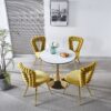 Modern Chair With Iron Tube Legs, Soft Cushions And Comfortable Backrest, Suitable For Dining Room, Living Room, Cafe, Hairball Back (Set of 4) - Yellow / Gold - Image 6