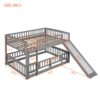Full Over Full Low Bunk Bed With Slide, Fence And Ladder - Gray - Image 15