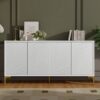 Multi Functional Storage Cabinet, 4 Door Sideboard With Unique Texture, Adjustable Shelves - White - Image 2