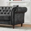 Chesterfield Sofa, High Tech Fabric Roll Armrest - Black - Image 7