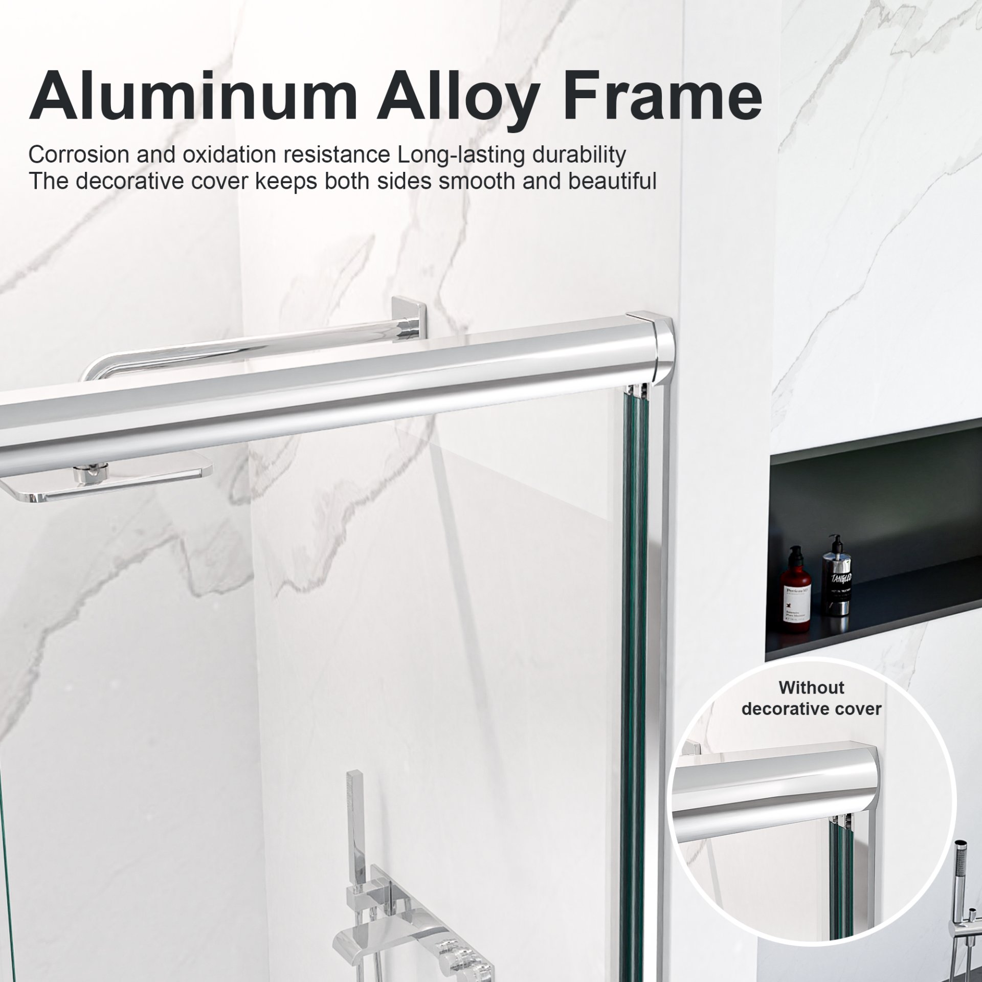Semi Frameless Double Sliding Shower Door With 6Mm Sgcc Tempered Glass - Chrome - Image 5