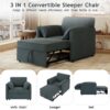 Convertible Pull Out Sofa Bed, 3 In 1 Convertible Sleeper Chair Adjustable Backrest With Thicked Cushions, Multi - Functional Linen Armchair For Living Room, Bedroom, Apartment, Office - Gray - Image 7