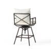 Industrial Outdoor Patio Plumber'S Iron Frame Swivel Barstool With Cushions, Height Adjustable - Black / Copper - Image 7