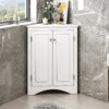 Triangle Bathroom Storage Cabinet With Adjustable Shelves, Freestanding Floor Cabinet For Home Kitchen - White - Image 5