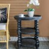 Round 3 Tiered Side Table With Rattan Shelf - Black - Image 7