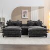 Modern Chenille Upholstered Sectional Sofa With Ottomans, USB Ports, Cup Holders, And Storage - Gray - Image 7