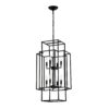 8 Light Metal Lantern Tiered Pendant Hanging Light Fixtures, Industrial Farmhouse Adjustable Height Chandeliers For Dining Room Hallway Foyer Entryway (E12 Bulbs Not Included) - Matte Black - Image 4