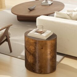 Nebula - Accent Oval Pillar Side Table - Medium Brown