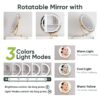 White Vanity Desk With 360° Rotated Mirror And Adjustable Lights, Girls Makeup Vanity Table With Storage Chair And Side Cabinet - Antique White - Image 9