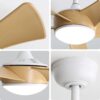 Modern Ceiling Fan With 22W LED Light And Remote Control 5 ABS Blades For Living Room - White - Image 3
