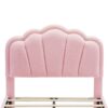Twin Size Upholstered Flower-Shape Bed, Elegant Flowers Headboard With LED Light Strip, Sherpa Fabric Platform Bed With Slats Support - Pink - Image 13