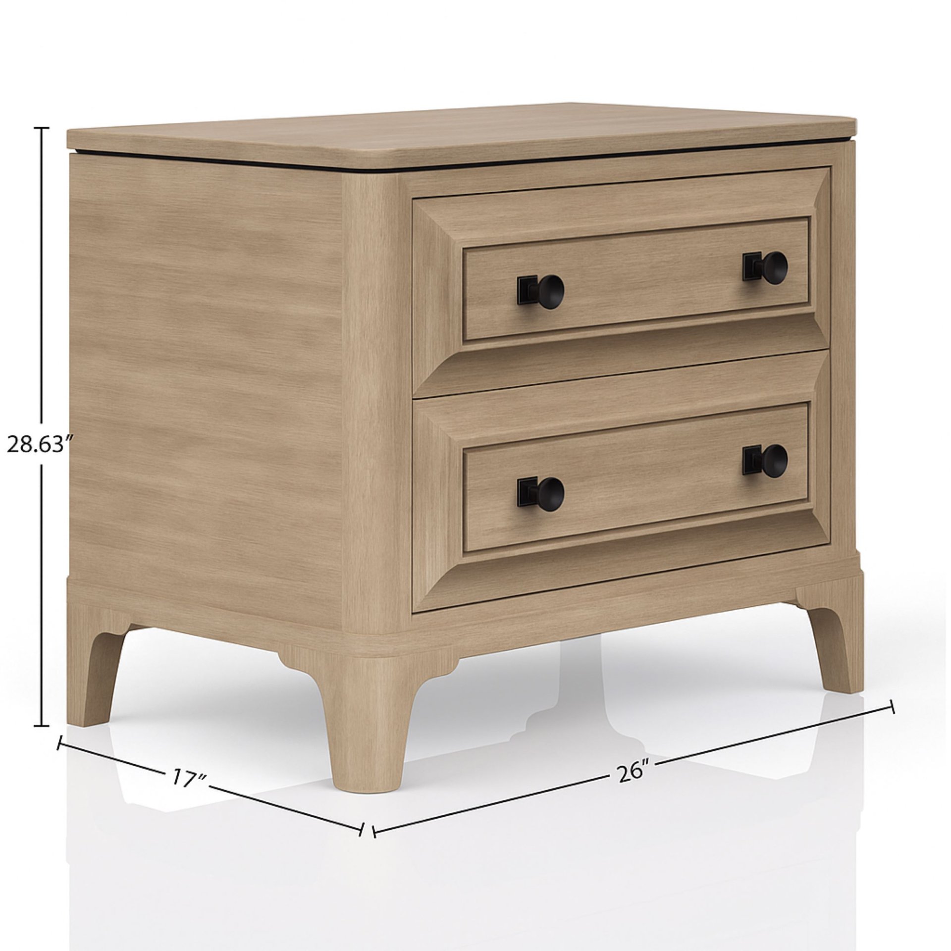 2 Drawer Nightstand - Sand - Image 3