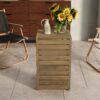 Modern C Shape End Table Acacia Wood Patio Furniture - Brown - Image 4
