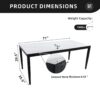 Outdoor Modern Patio Dining Table, Post Tapered Legs Seats 6, Weatherproof & Rust Free - Ember Black / White - Image 3