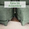 Elegant Chenille 2 Seater Sofa With Ottoman & Lumbar Pillows Ergonomic Design Easy Install - Green - Image 12