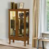 Curio Cabinet Lighted Curio Diapaly Cabinet With Adjustable Shelves And Mirrored Back Panel, Tempered Glass Doors (3 Tier), (E26 Light Bulb Not Included) - Oak - Image 6